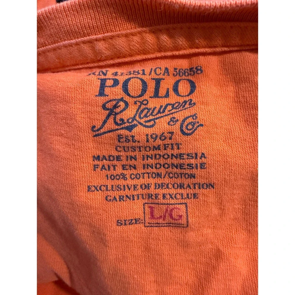 Polo Ralph Lauren Mens Custom Fit T-Shirt Orange Cotton Pony Logo Size Large L/G